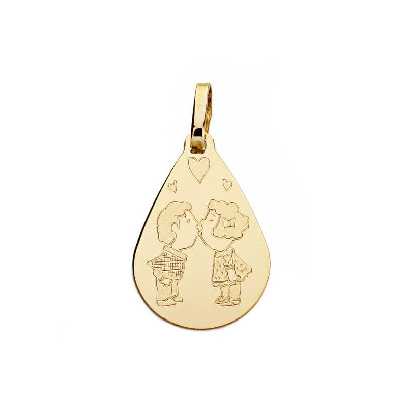 18K COLGANTE ORO AMARILLO GOTA PAREJA 21X14 MM C. AMOR