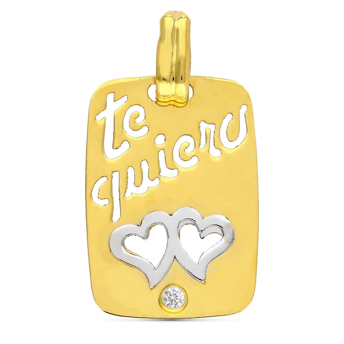 18K COLGANTE ORO AMARILLO TE QUIERO CALADO CORAZON 20X14 MM C. AMOR