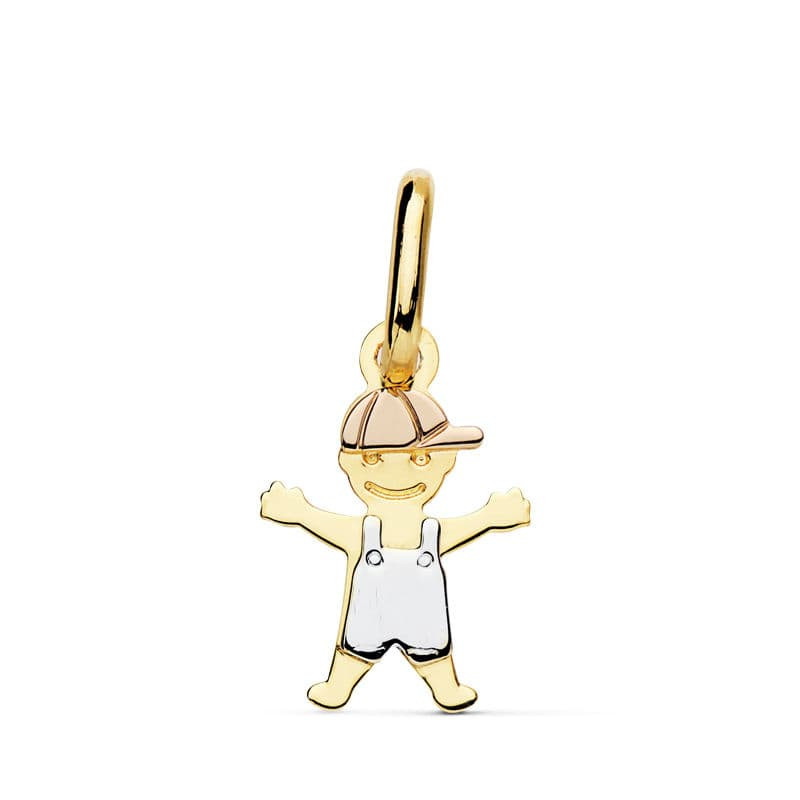 18K COLGANTE ORO TRICOLOR NIÑO MUÑECO 17X12 MM