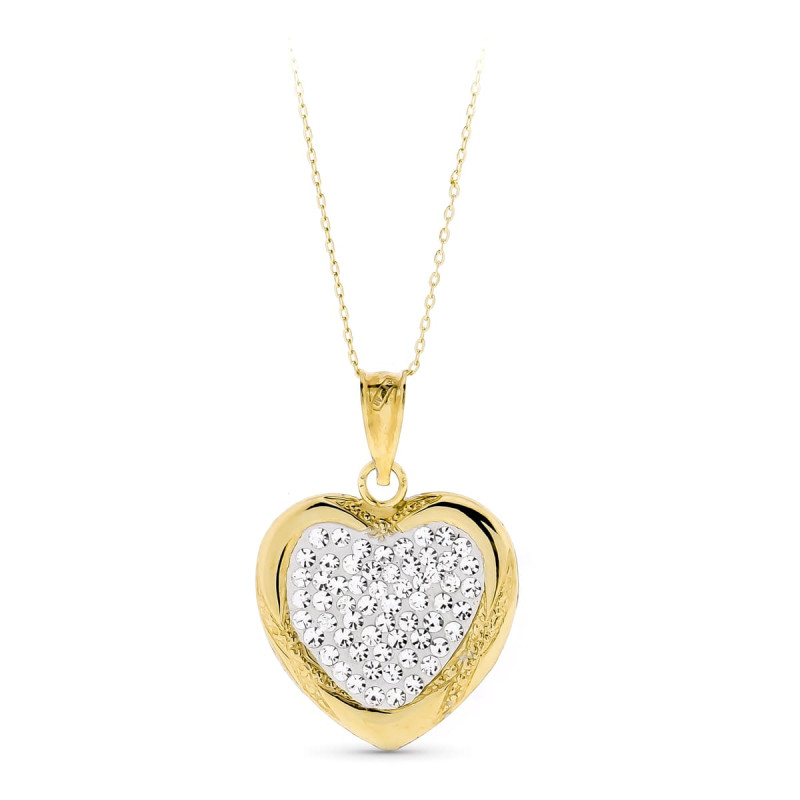 18K COLGANTE ORO BICOLOR CORAZON CIRCONITAS C. AMOR