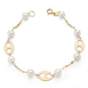 18K PULSERA COMUNION ORO AMARILLO PERLA 5.5 MM 17.50CM