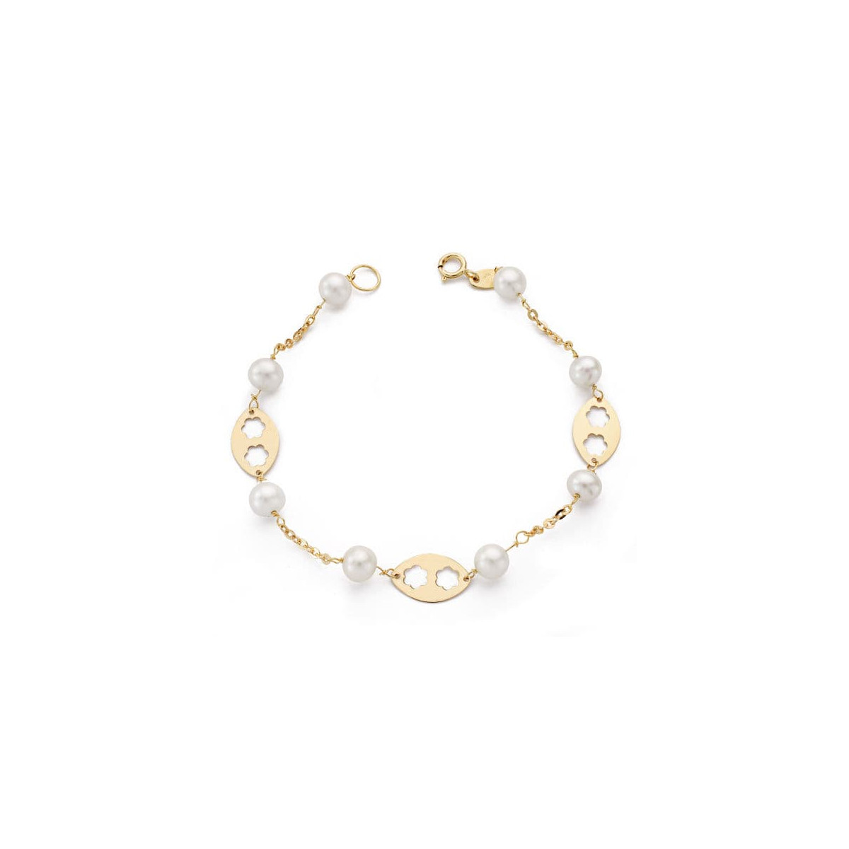 18K PULSERA COMUNION ORO AMARILLO PERLA 5.5 MM 17.50CM
