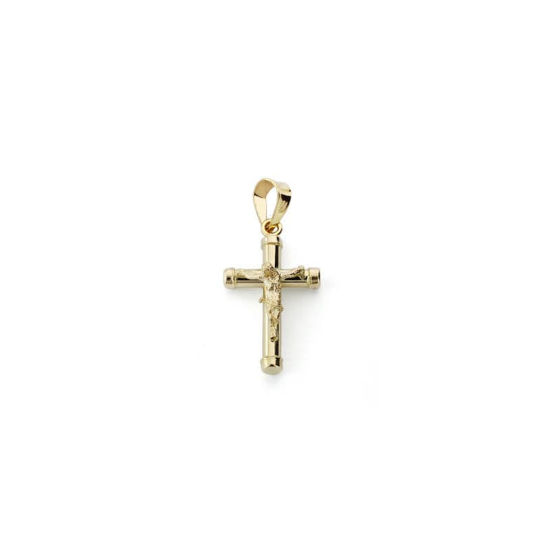 18K CRUZ ORO AMARILLO CON CRISTO HUECA 18X10 MM