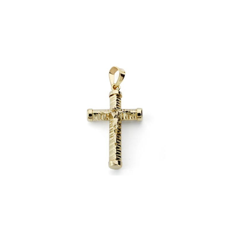 18K CRUZ ORO AMARILLO CON CRISTO HUECA 24X15 MM