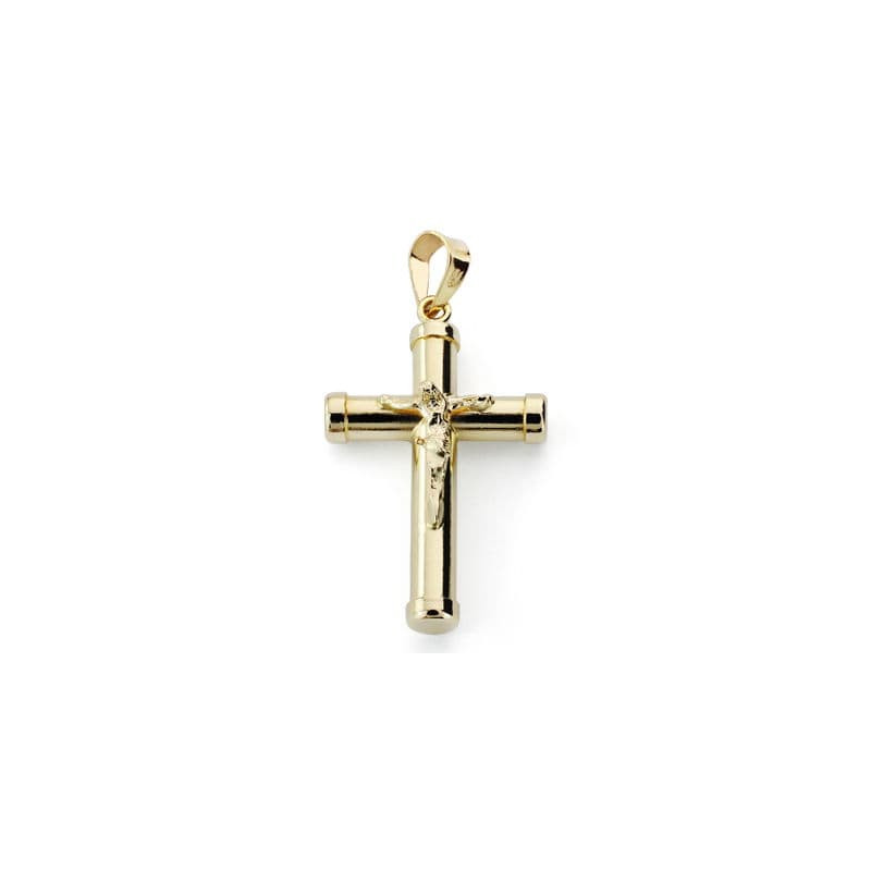 18K CRUZ ORO AMARILLO CON CRISTO HUECA 24X15X3 MM
