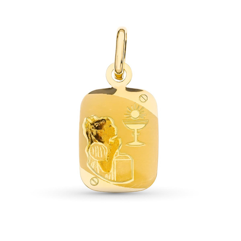 18K MEDALLA ORO AMARILLO ESMALTADA CAPILLA 20X12 MM