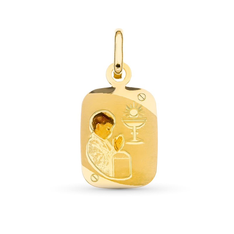 18K MEDALLA ORO AMARILLO ESMALTADA CAPILLA 20X12 MM