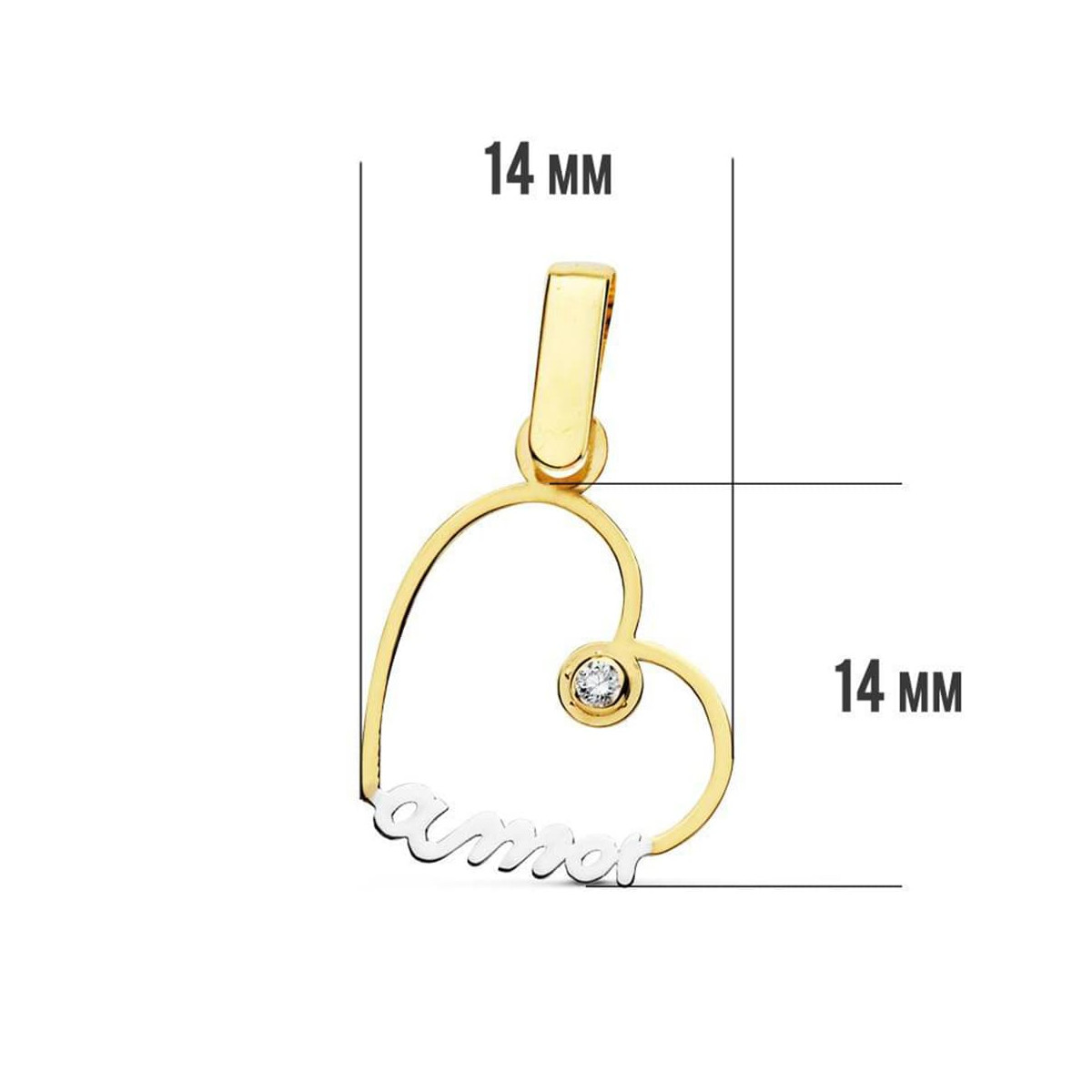 18K COLGANTE ORO AMARILLO CORAZON AMOR 14X14 MM C. AMOR