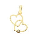18K COLGANTE ORO AMARILLO 2 CORAZONES 17X15 MM C. AMOR