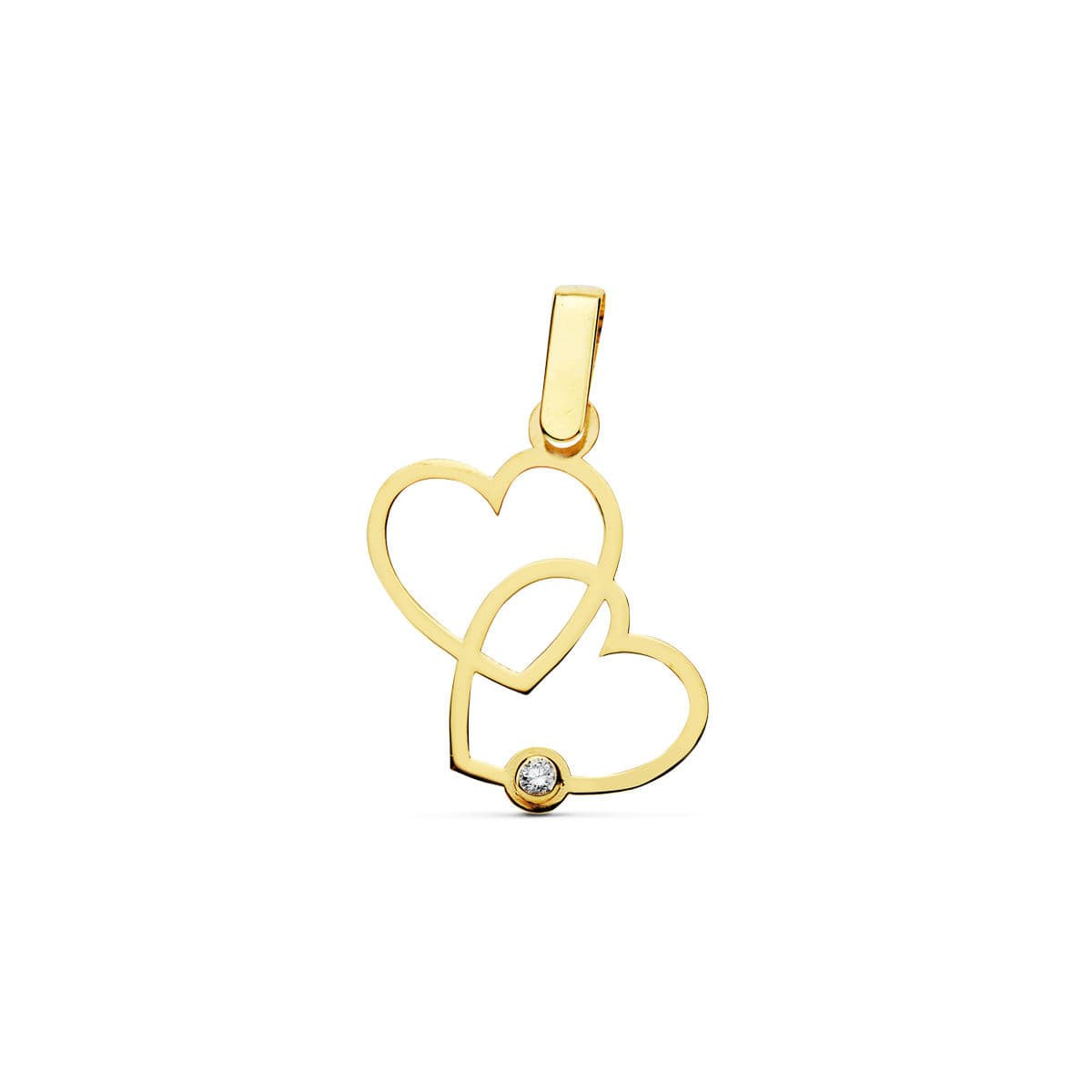 18K COLGANTE ORO AMARILLO 2 CORAZONES 17X15 MM C. AMOR