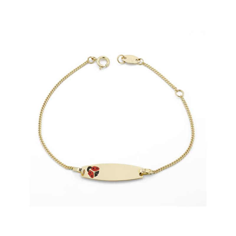 18K PULSERA ESCLAVA ORO AMARILLO MARIQUITA ESMALTE 14CM