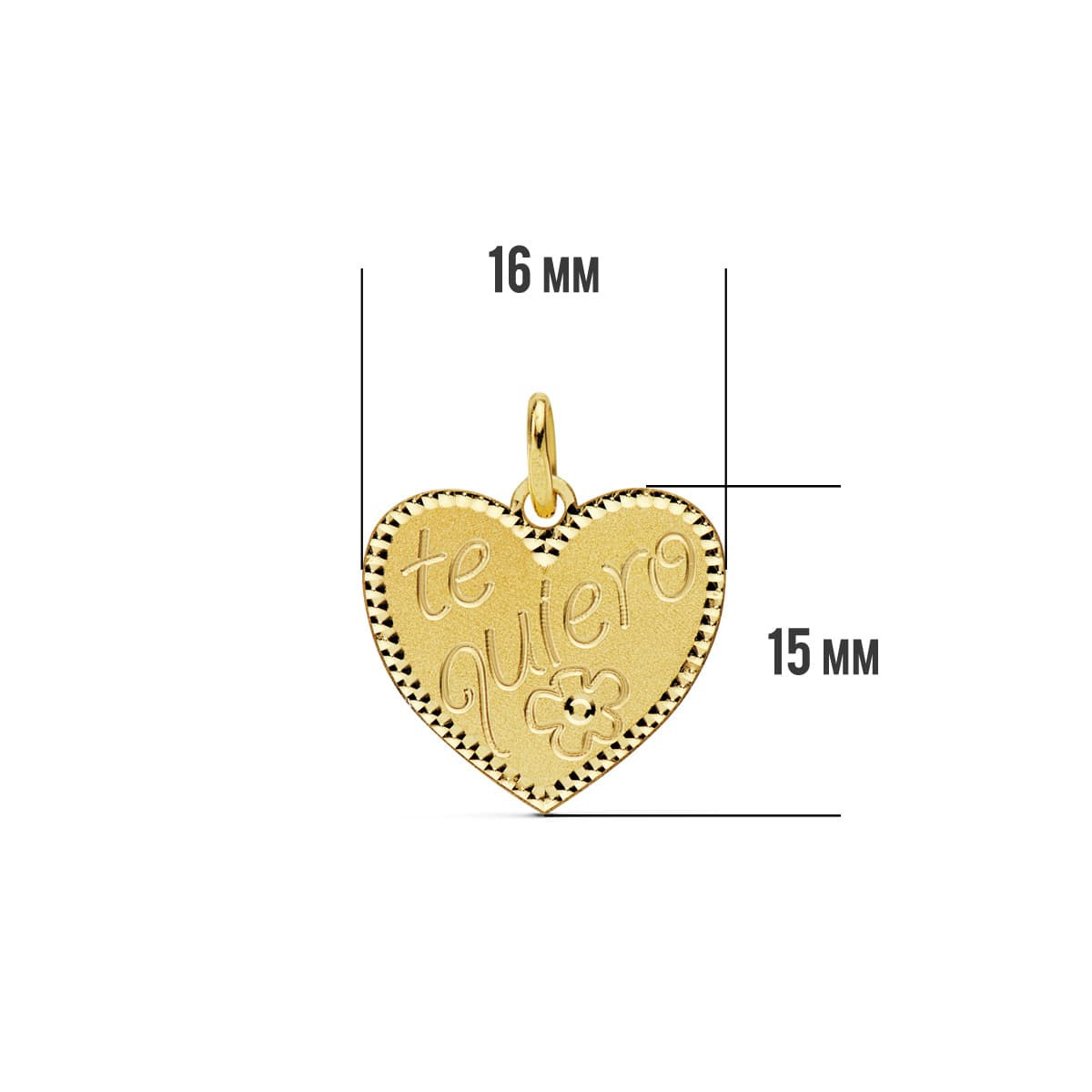18K COLGANTE ORO AMARILLO CORAZON " TE QUIERO " 16X15 MM C. AMOR