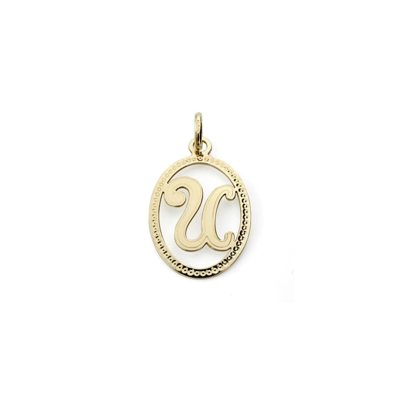 18K COLGANTE ORO AMARILLO INICIAL LETRA U 21X14 MM