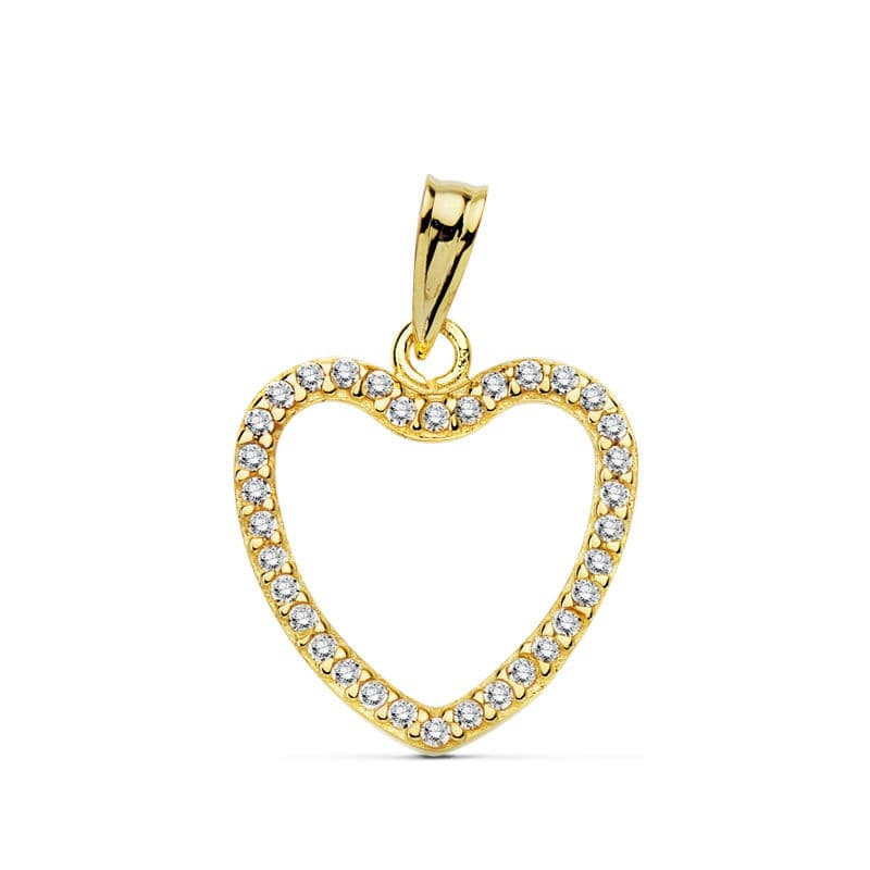 18K COLGANTE ORO AMARILLO CORAZON CIRCONITA 16X16 MM C. AMOR