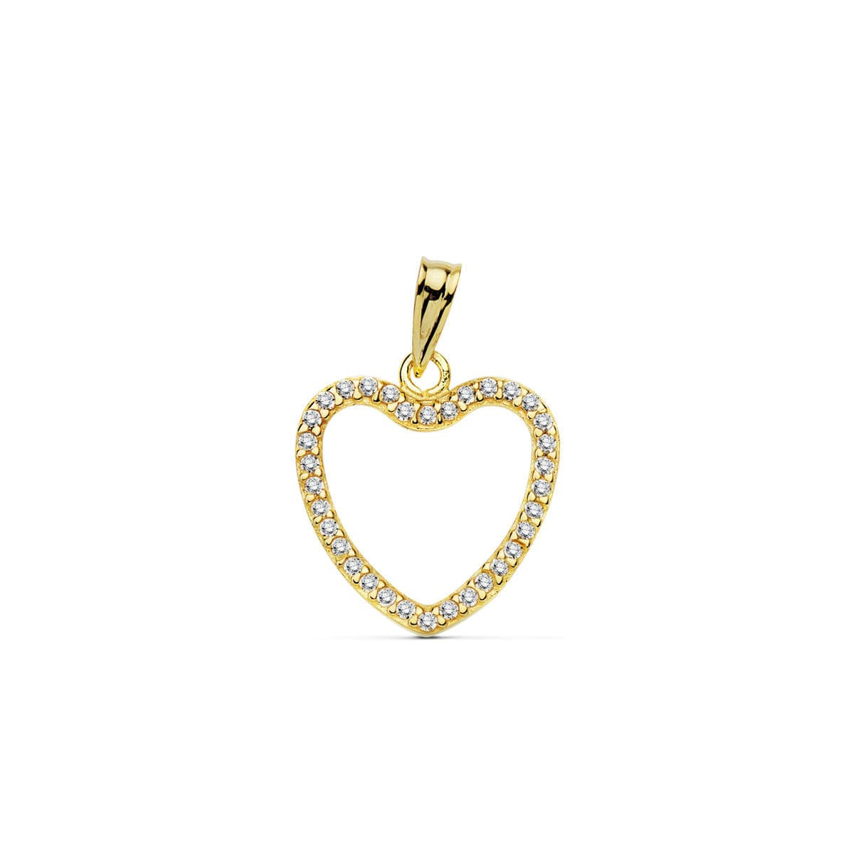 18K COLGANTE ORO AMARILLO CORAZON CIRCONITA 16X16 MM C. AMOR