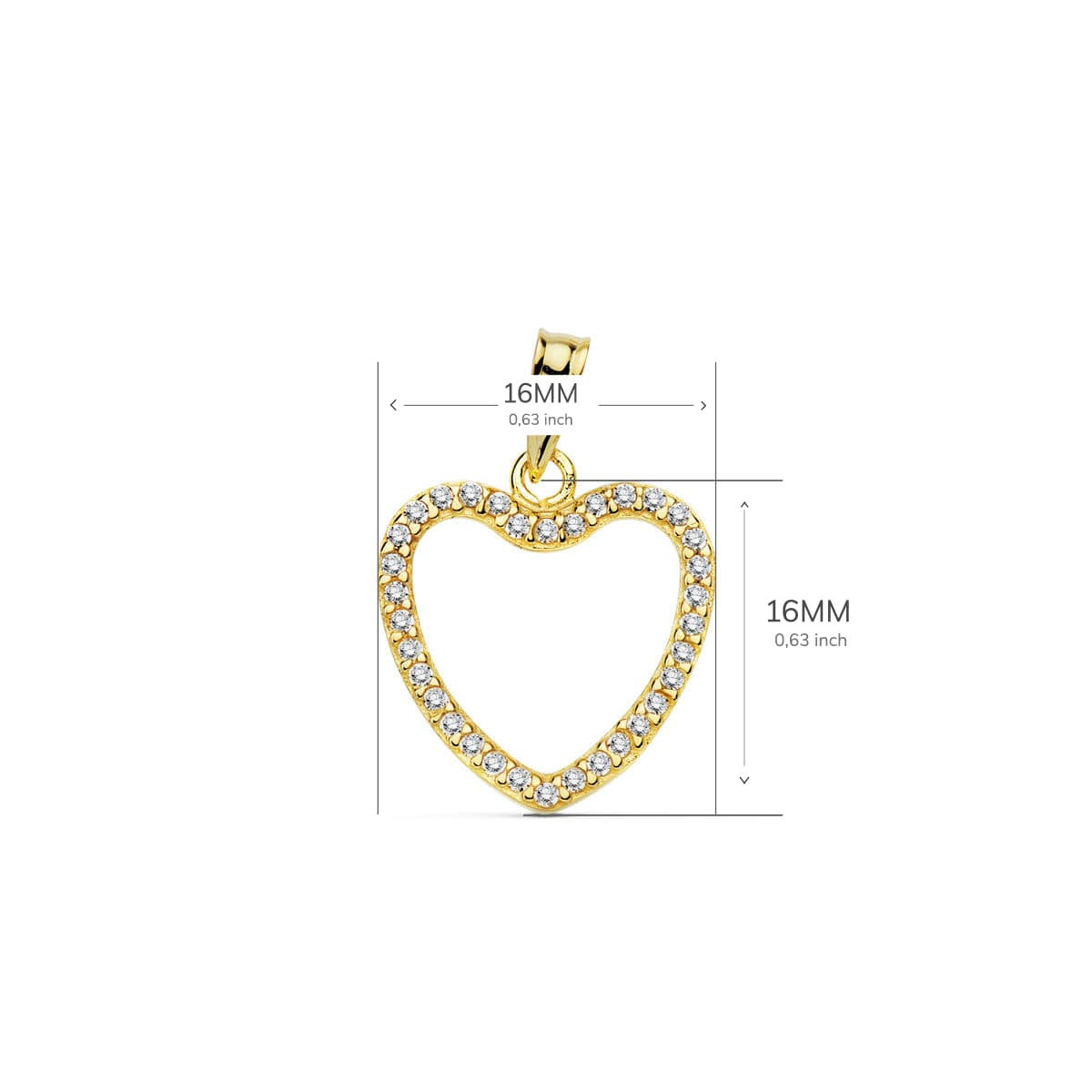 18K COLGANTE ORO AMARILLO CORAZON CIRCONITA 16X16 MM C. AMOR