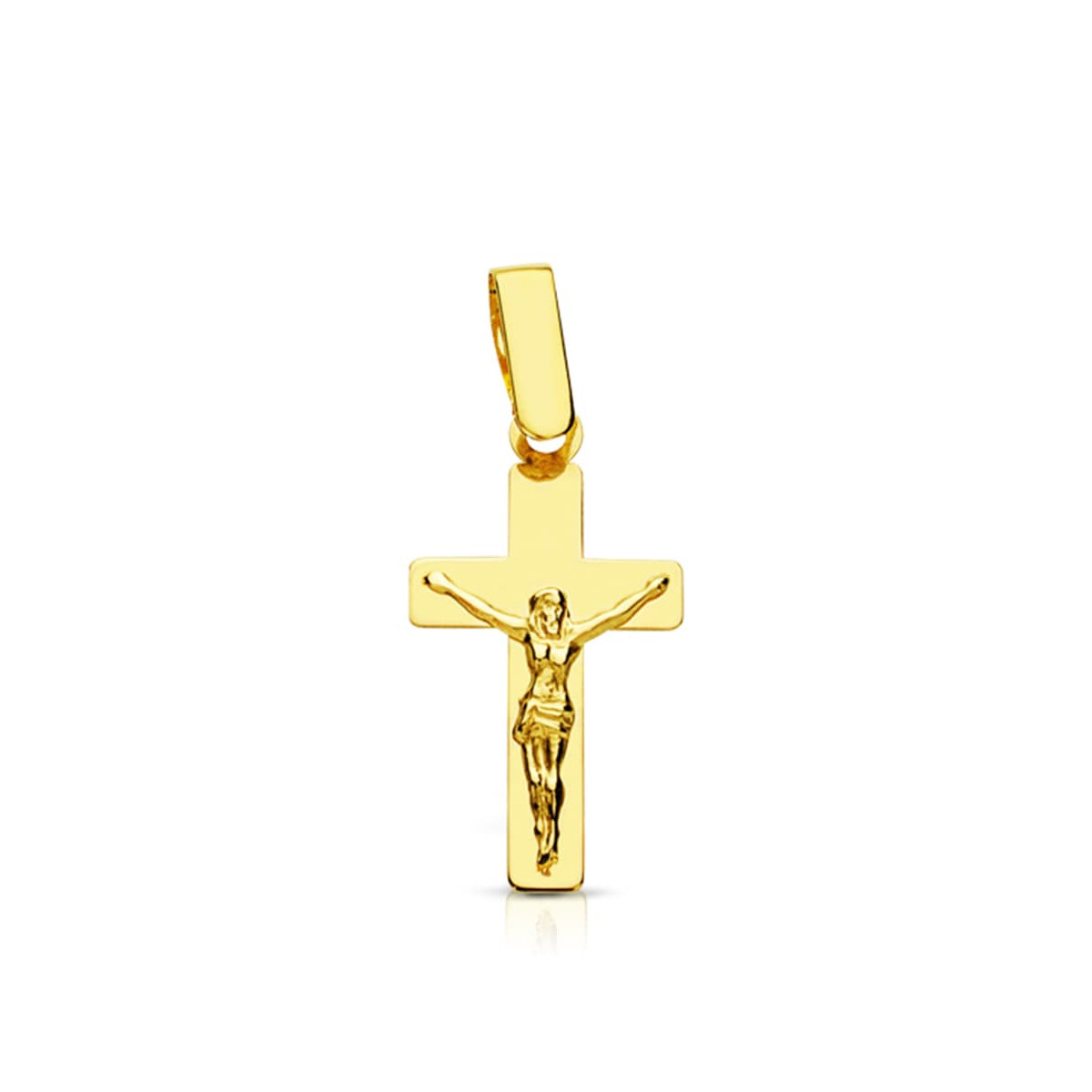 18K CRUZ ORO AMARILLO CON CRISTO PLANA 20X11 MM