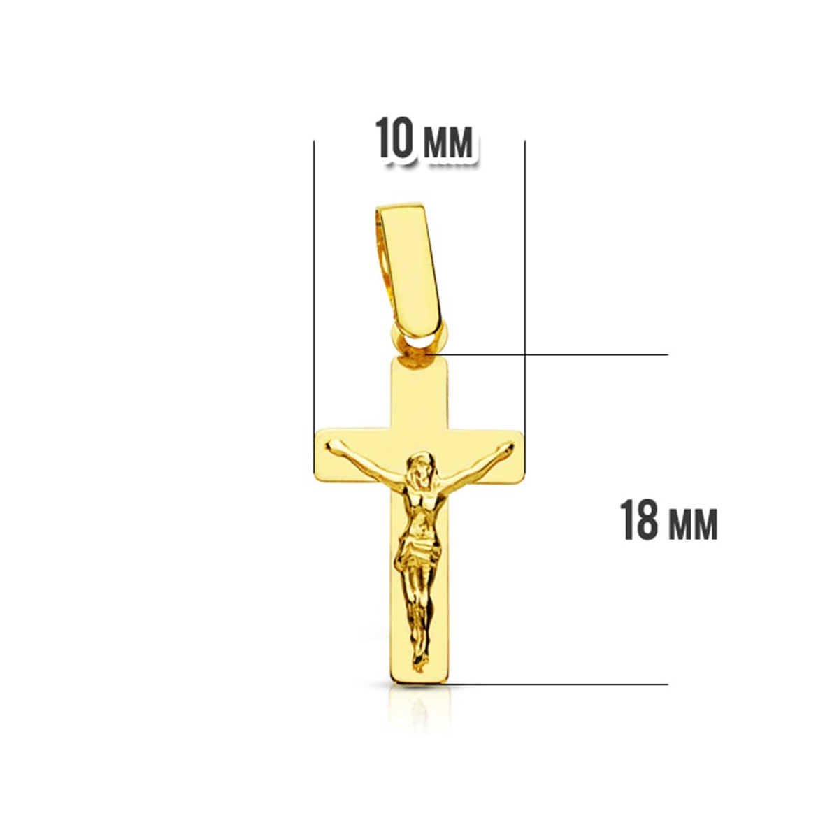 18K CRUZ ORO AMARILLO CON CRISTO PLANA 20X11 MM