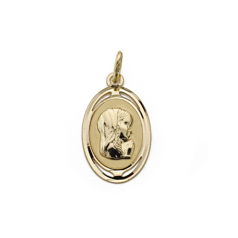 18K MEDALLA ORO AMARILLO VIRGEN NIÑA OVAL. 21X12 MM
