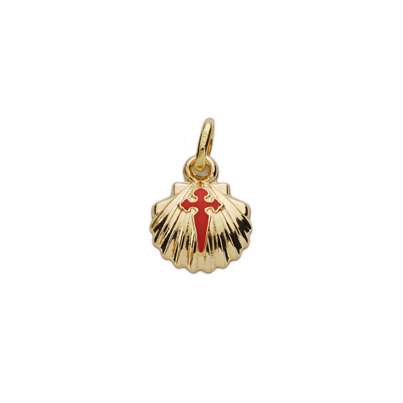 18K COLGANTE ORO AMARILLO CONCHA DE SANTIAGO SIMPLE 10 MM