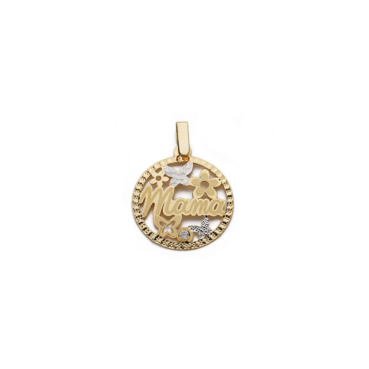 18K COLGANTE MADRE BICOLOR CIRCONITA 20 MM
