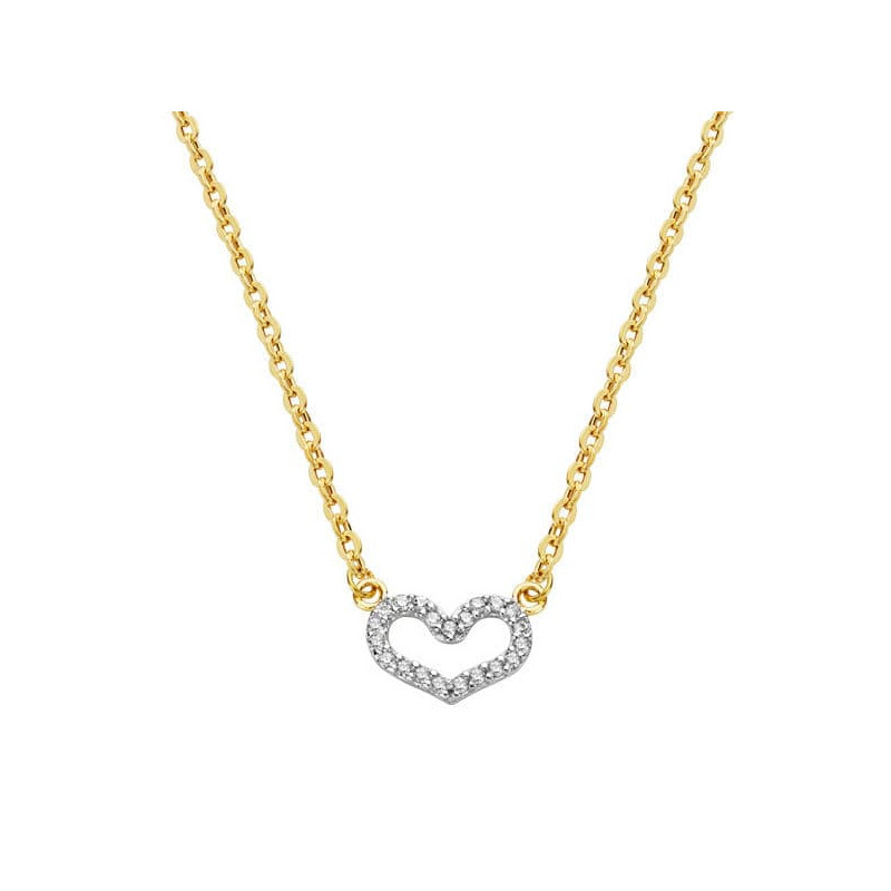 18K COLGANTE ORO BICOLOR CORAZON CON CADENA 45CM
