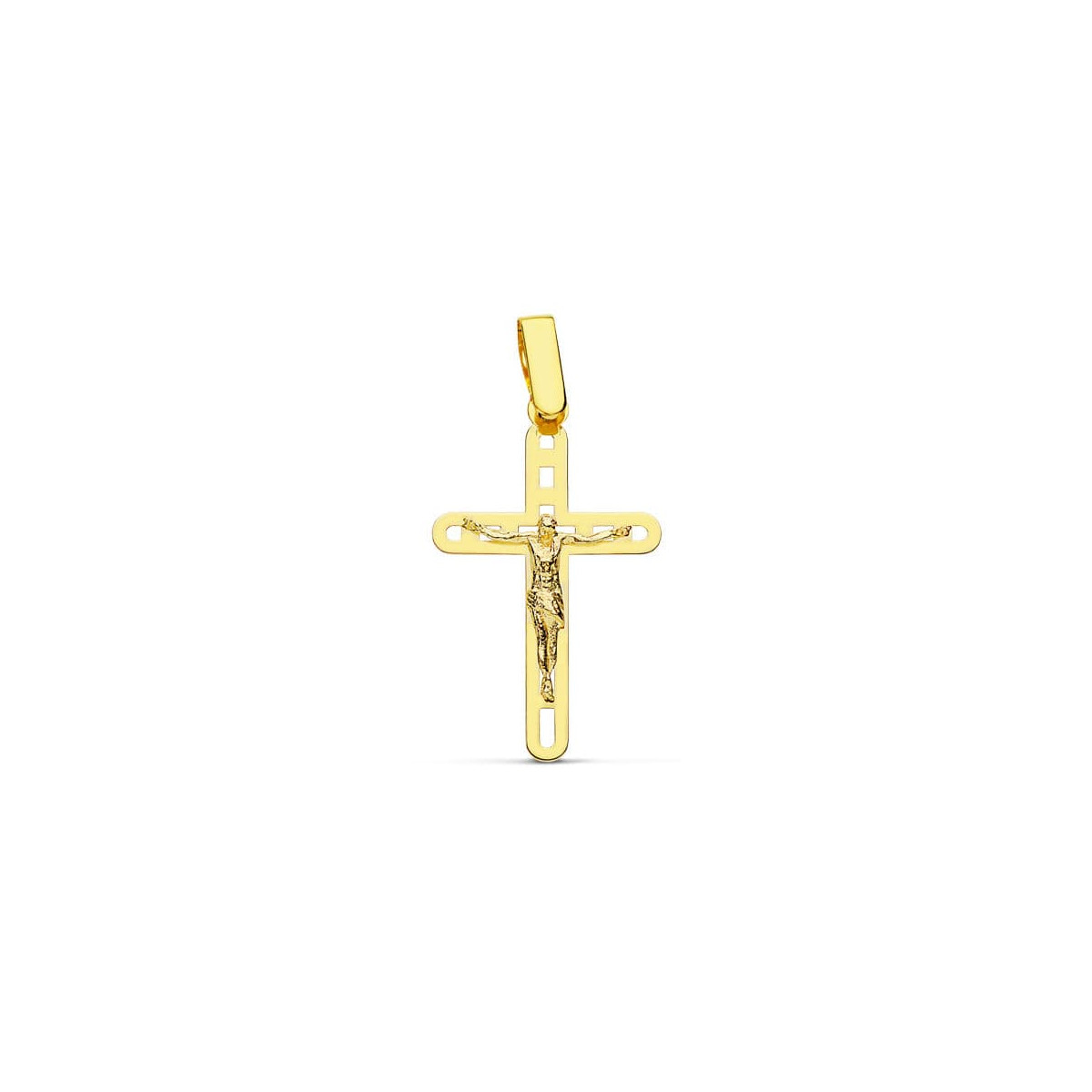 18K CRUZ ORO AMARILLO CON CRISTO CALADA 26X16 MM