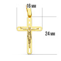 18K CRUZ ORO AMARILLO CON CRISTO CALADA 26X16 MM