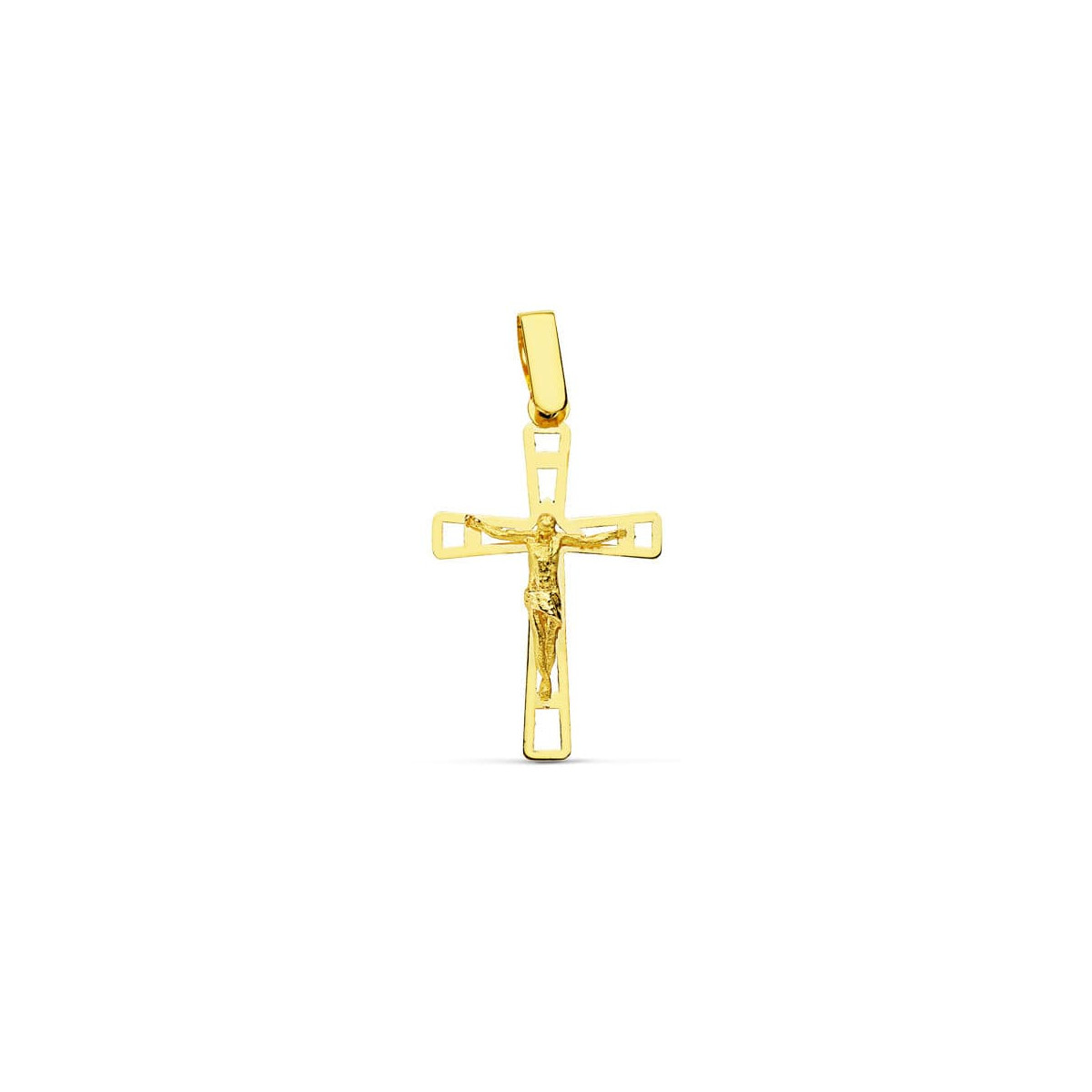 18K CRUZ ORO AMARILLO CON CRISTO CALADA 26X16 MM