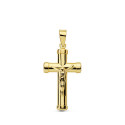 18K CRUZ ORO AMARILLO CON CRISTO PALO OVAL 24X13 MM
