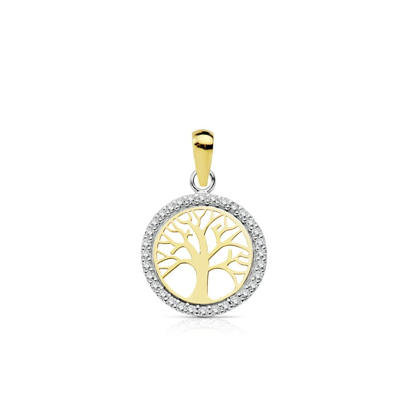 18K COLGANTE ORO BICOLOR ARBOL DE LA VIDA 13 MM