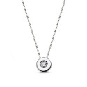 18K GARGANTILLA ORO BLANCO CHATON 6 MM DIAMANTE NATURAL 0,050 QTS. H-SI CADENA 42CM
