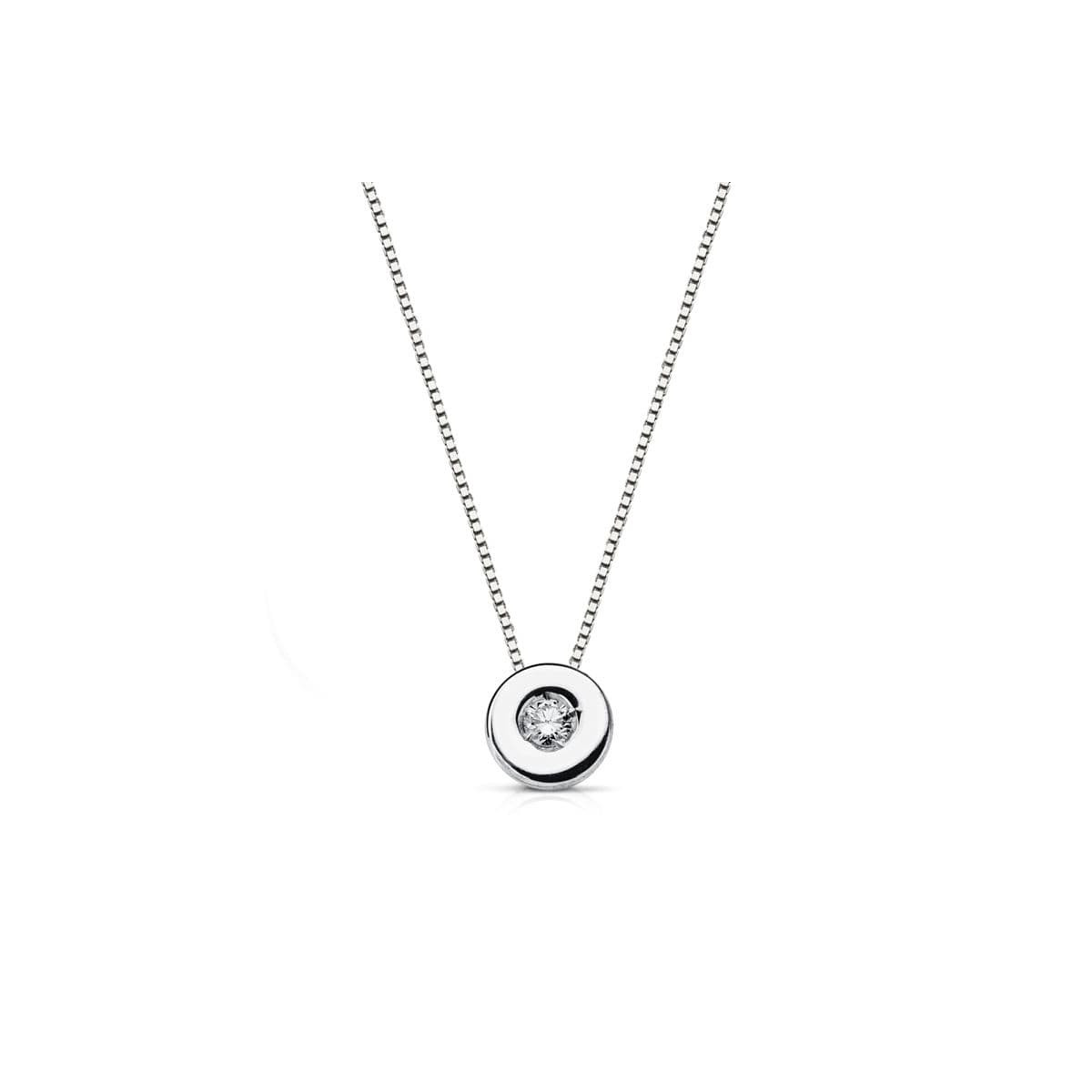 18K GARGANTILLA ORO BLANCO CHATON 6 MM DIAMANTE NATURAL 0,050 QTS. H-SI CADENA 42CM