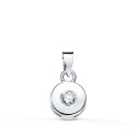 18K COLGANTE ORO BLANCO CHATON 5.5 MM DIAMANTE NATURAL  TALLA BRILLANTE 0,050 QTS SI-H