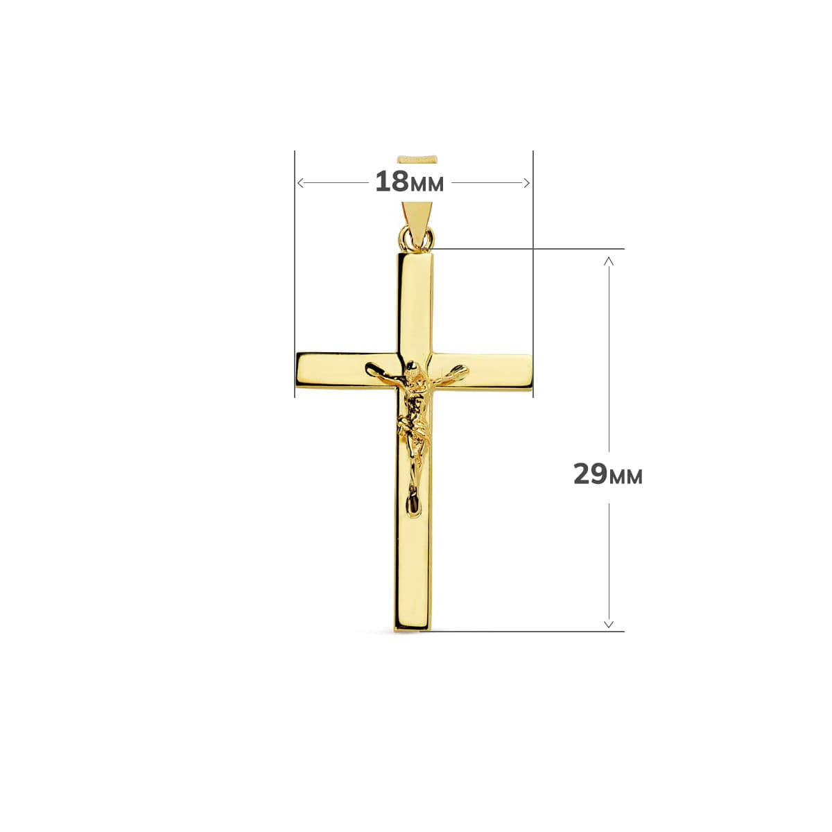 18K CRUZ ORO AMARILLO CON CRISTO 29X18X3 MM