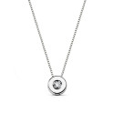 18K GARGANTILLA ORO BLANCO CHATON 5,5 MM DIAMANTE NATURAL 0,035 QTS. H-I CADENA 42CM