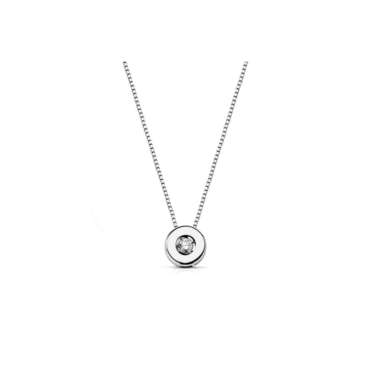 18K GARGANTILLA ORO BLANCO CHATON 5,5 MM DIAMANTE NATURAL 0,035 QTS. H-I CADENA 42CM