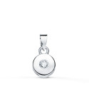 18K COLGANTE ORO BLANCO CHATON 5.5 MM DIAMANTE NATURAL TALLA BRILLANTE 0,035 QTS SI-H