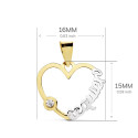18K COLGANTE BICOLOR CORAZON" TE QUIERO " . 16X15 MM C. AMOR