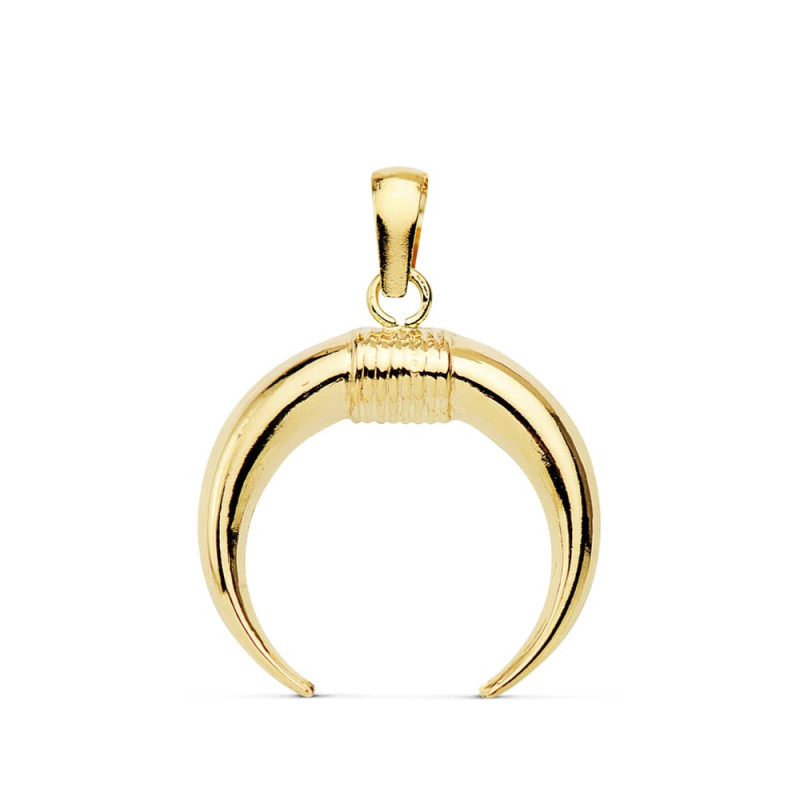 18K COLGANTE AMULETO ORO AMARILLO CUERNO 16X16 MM