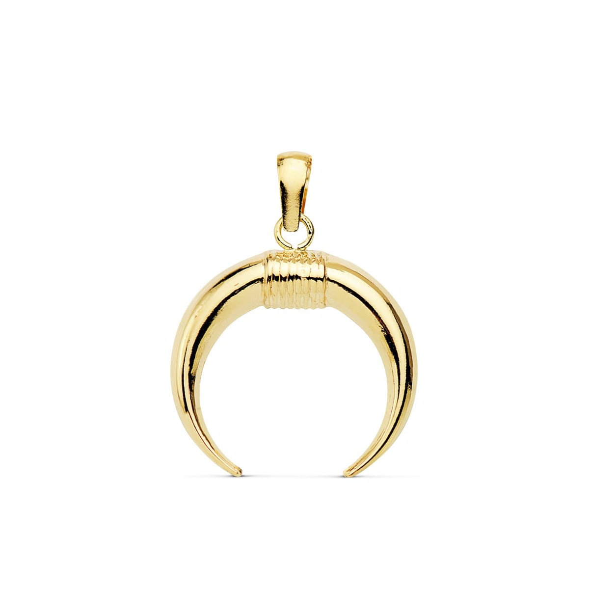 18K COLGANTE AMULETO ORO AMARILLO CUERNO 16X16 MM