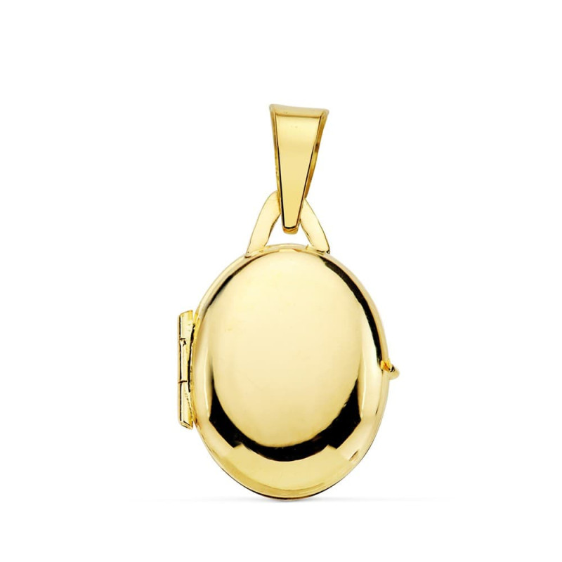 18K GUARDAPELO DIJE PORTAFOTOS OVAL ORO AMARILLO LISO 18X14 MM