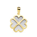 18K COLGANTE BICOLOR TREBOL CORAZON  16X16 MM C. AMOR
