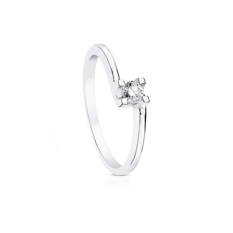 18K SOLITARIO DIAMANTE NATURAL TALLA BRILLANTE ORO BLANCO 0.150 QTS. SI-H