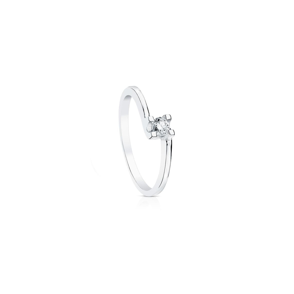 18K SOLITARIO DIAMANTE NATURAL TALLA BRILLANTE ORO BLANCO 0.150 QTS. SI-H
