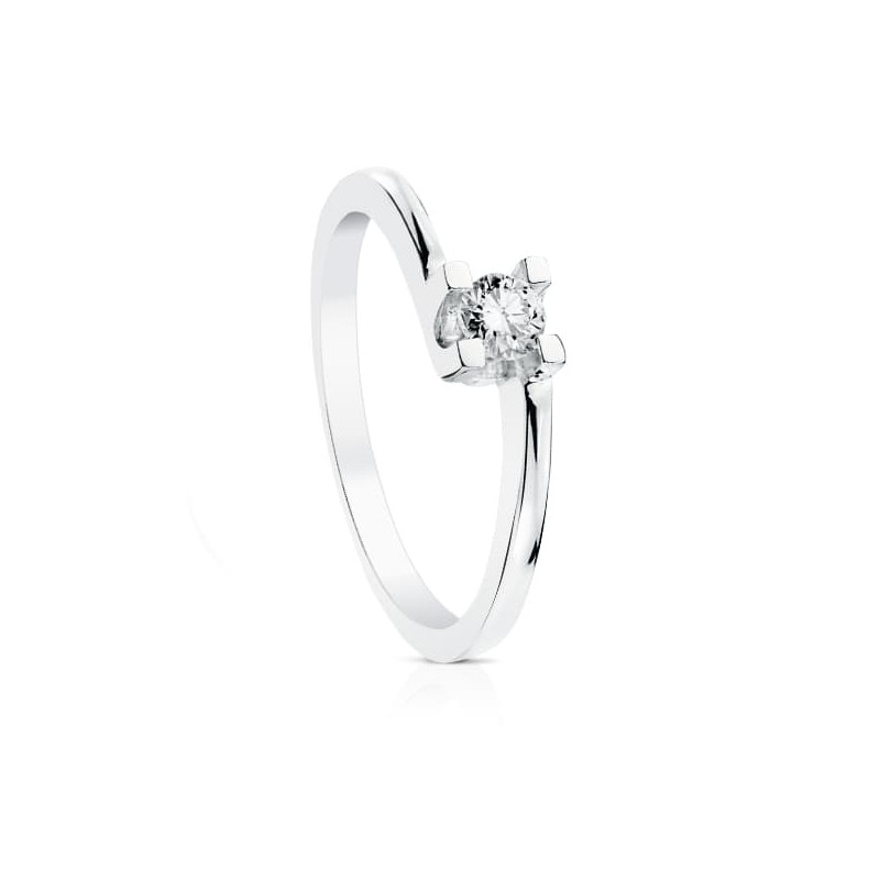 18K SOLITARIO DIAMANTE NATURAL  TALLA BRILLANTE ORO BLANCO 0.200 QTS. SI-H