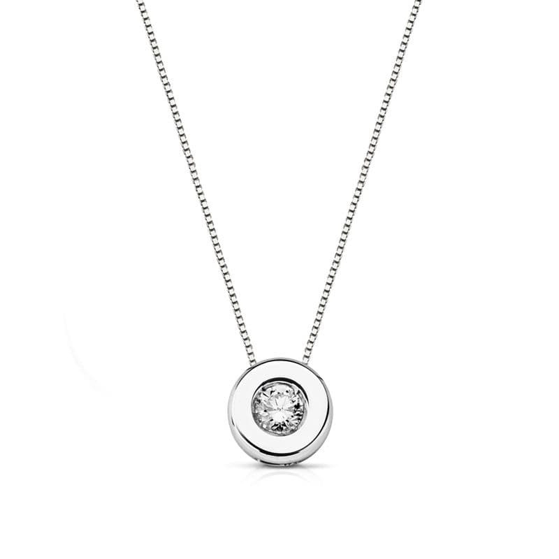 18K COLGANTE DIAMANTE DE LABORATORIO ORO BLANCO 6,5MM 0,110 QTS H-SI.
