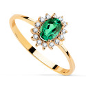 18K SORTIJA ORO AMARILLO ESMERALDA RECRISTASLIZADA  6X4MM 0,39 QTS. DIAMANTES LABORATORIO 0,140 QTS. VS2-G 9,5X8 MM