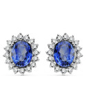 18K PENDIENTES O.BLANCO ZAFIRO DIFUSION 9X7 MM 4,94 QTS. 32 DIAMANTES LABORATORIO VS2-G 1,12 QTS. CIERRE OMEGA 14X12,5 MM