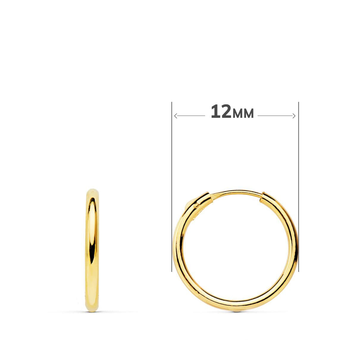 18K AROS TUBO REDONDO ORO AMARILLO 11X1.20 MM Y COLGANTE CRUZ CON CIRCONITA